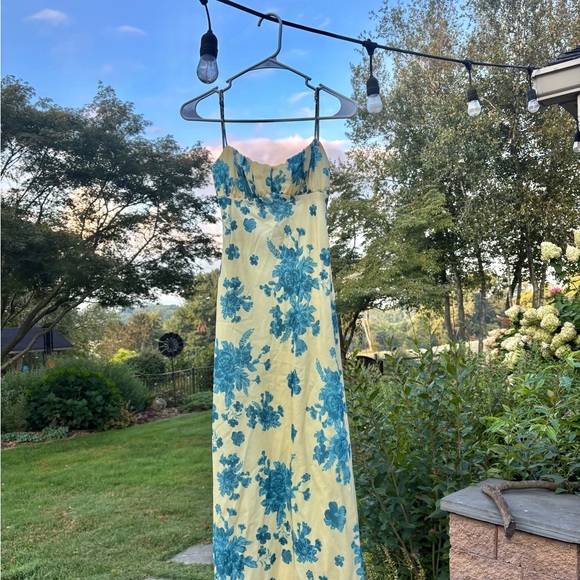 Billy J - Floral Yellow and Blue Maxi Dress - Picture 1 of 6